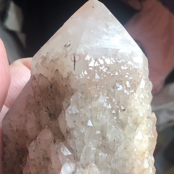 Rare double crystal double terminated candle quartz w hematite elestial - Picture 15 of 16